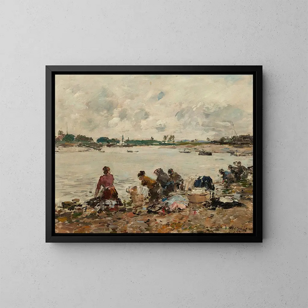 Laveuses au bord de la Touques - Eugène Boudin — oprawiony obraz na ścianie
