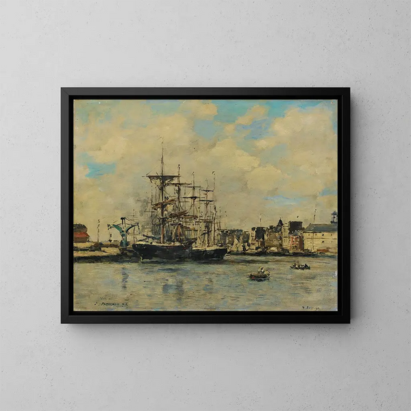 Le Havre, basen Bassin de la Barre - Eugène Boudin — oprawiony obraz na ścianie