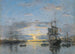 Le Havre, przedportowe przy zachodzącym słońcu - Eugène Boudin — widok dzieła