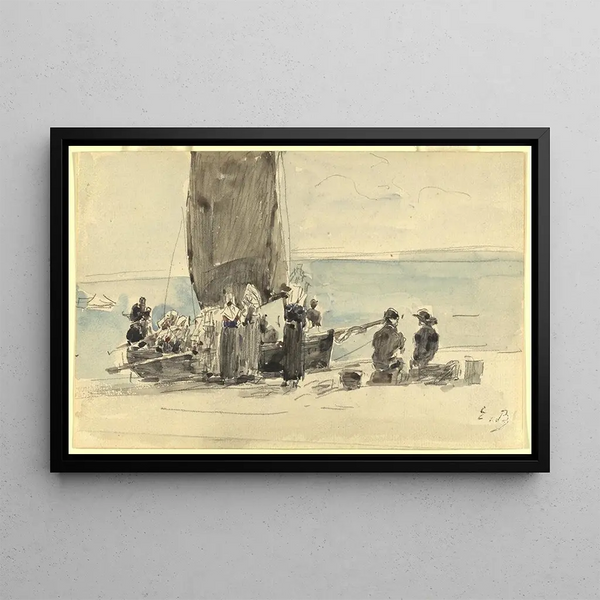 Załadunek statków - Eugène Boudin — oprawiony obraz na ścianie