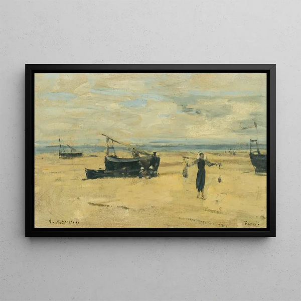 Plaże zawalone - Eugène Boudin — oprawiony obraz na ścianie