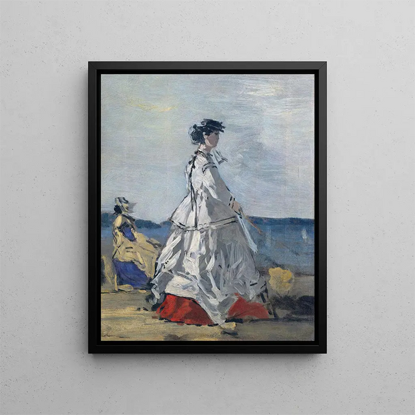 La princesse Pauline Metternich na plaży - Eugène Boudin — oprawiony obraz na ścianie