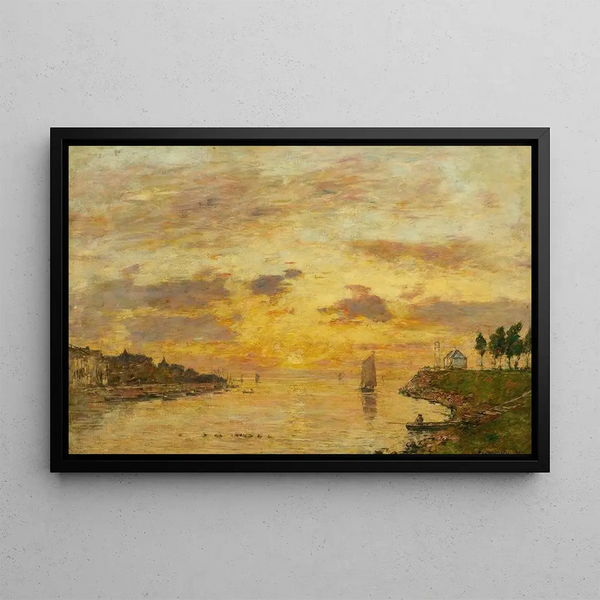 Saint-Valery-sur-Somme, ujście rzeki Somme - Eugène Boudin — oprawiony obraz na ścianie