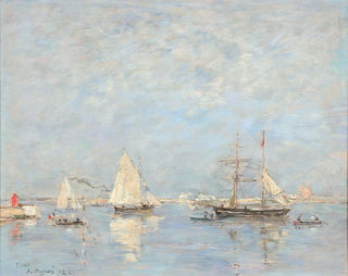 Wypłynięcie łodzi w Saint-Vaast-la-Hougue - Eugène Boudin — widok dzieła