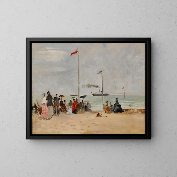 na plaży w Trouville - Eugène Boudin — oprawiony obraz na ścianie