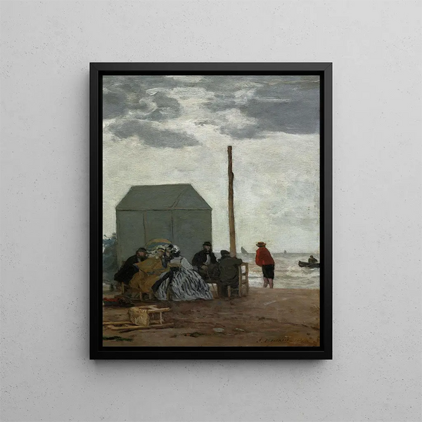 Plaża w Deauville - Eugène Boudin — oprawiony obraz na ścianie