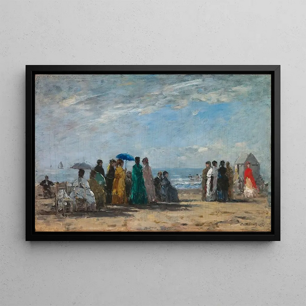 Plaża w Trouville - Eugène Boudin — oprawiony obraz na ścianie