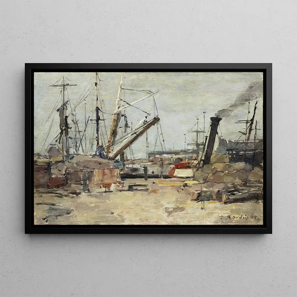 Łodzie rybackie - Eugène Boudin — oprawiony obraz na ścianie