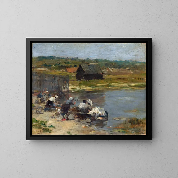Laveuses au bord de l'étang - Eugène Boudin — oprawiony obraz na ścianie
