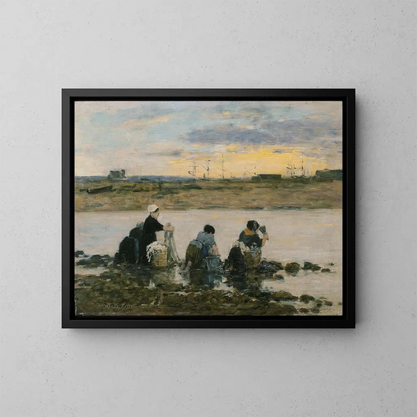 Laveuses au bord de la rivière - Eugène Boudin — oprawiony obraz na ścianie