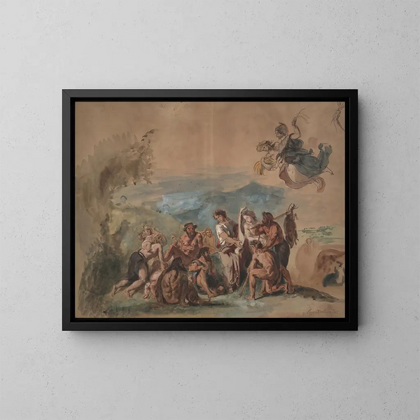 Orfeusz wprowadzający cywilizację do barbarzyńskich przodków Greków - Eugène Delacroix — oprawiony obraz na ścianie