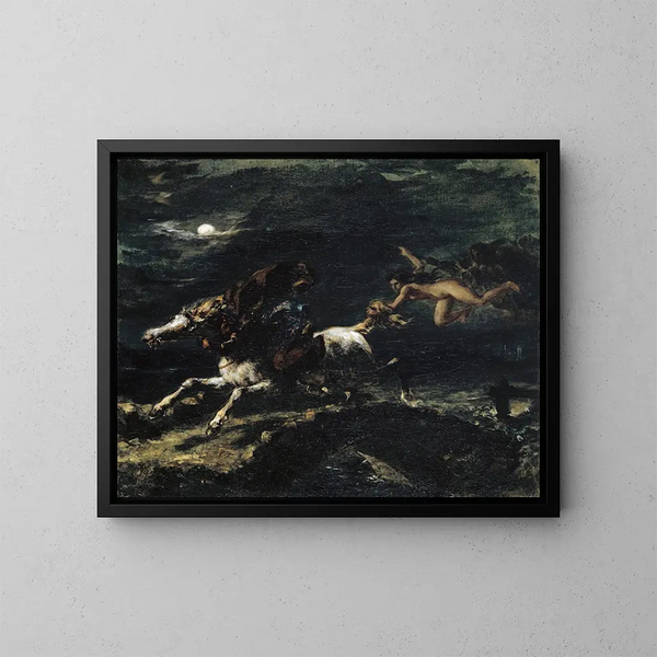 Tam O'Shanter pursued by witches - Eugène Delacroix — oprawiony obraz na ścianie