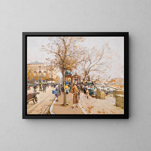 La Place du Châtelet, Paryż - Eugène Galien-Laloue — oprawiony obraz na ścianie
