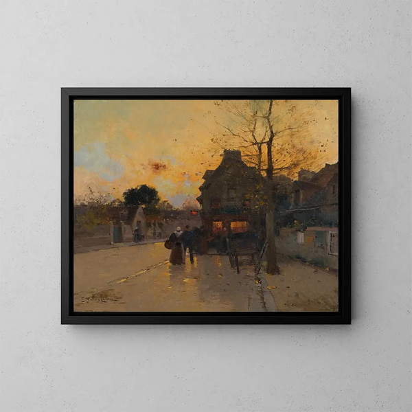 Wieś pewnego wieczoru jesienią - Eugène Galien-Laloue — oprawiony obraz na ścianie