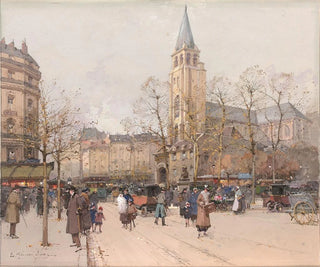 Widok na bulwary Saint-Germain-des-Prés - Eugène Galien-Laloue — widok dzieła