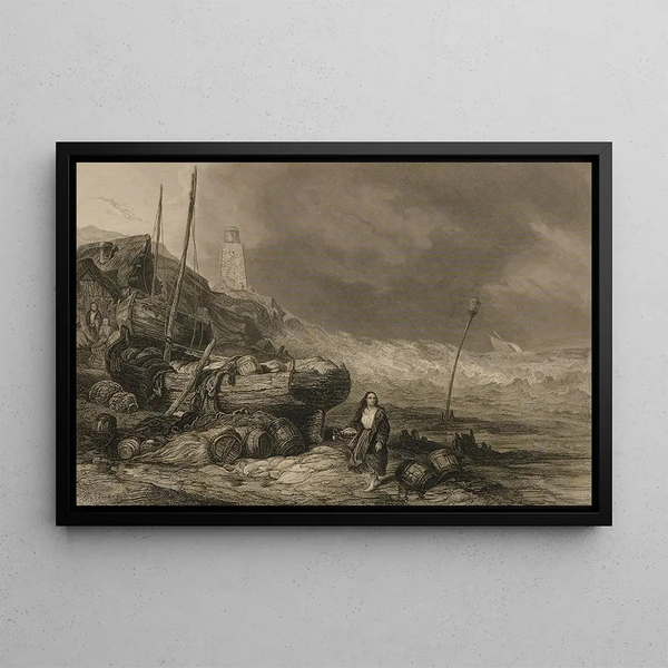 La plage - Eugène Isabey — oprawiony obraz na ścianie