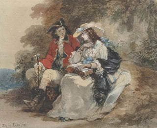 Eugne Lami - An elegant couple resting in a wooded landscape.webp