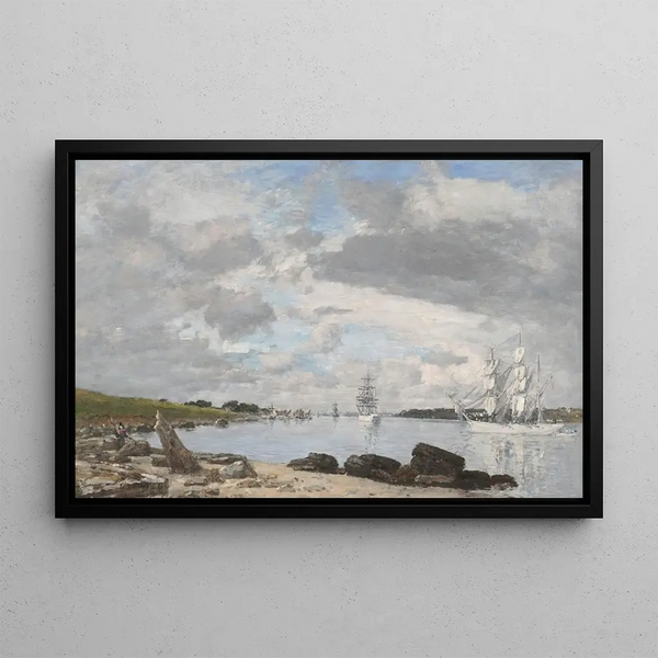 La Baie à l'embouchure de la rivière Elorn Landerneau - Eugène Louis Boudin — oprawiony obraz na ścianie
