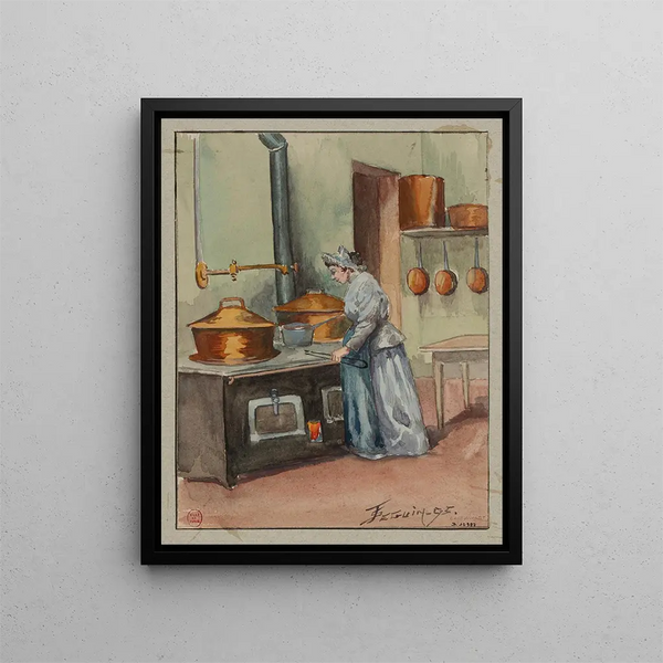 Refuge Pauline Roland rue Fessart La cuisine - F. Seguin — oprawiony obraz na ścianie