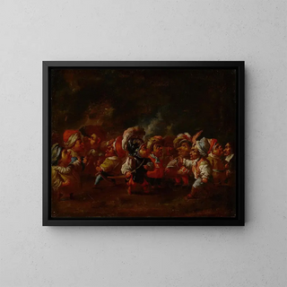 Faustino Bocchi - A group of costumed dwarfs in conversation and preparing for a battle.webp