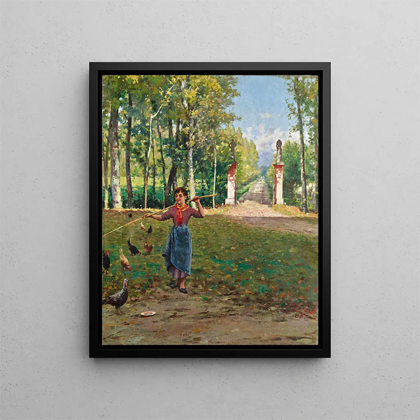 Wejście do willi Camerini - Fausto Zonaro — oprawiony obraz na ścianie