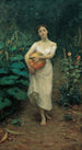 Młoda dziewczyna trzymająca dynię - Fausto Zonaro — widok dzieła