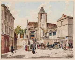 Fdor Hoffbauer - Lglise de SaintGermain de Charonne 4 place SaintBlaise et 119 rue de Bagnolet La sortie dun mariage.webp