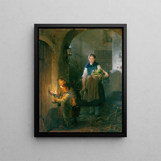 Felix Schlesinger - Kchenmagd mit Kindern im Vorratskeller.webp