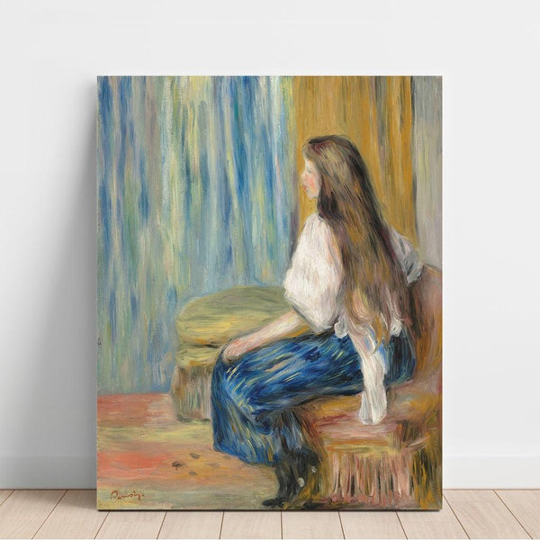 Femme aux Longs Cheveux - Pierre-Auguste Renoir | Reproduction Tableau Décoration murale affiche copie