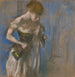 Kobieta zakładająca gorset - Edgar Degas — widok dzieła