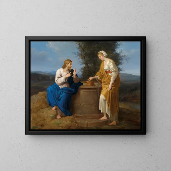 Le Christ et la Samaritaine - Ferdinand Georg Waldmüller — oprawiony obraz na ścianie