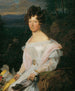 Dama w białej sukni przed krajobrazem wiedeńskich lasów - Ferdinand Georg Waldmüller — widok dzieła
