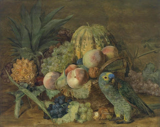 Martwa natura z papugą - Ferdinand Georg Waldmüller — widok dzieła