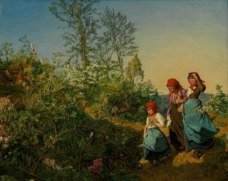 Promenada wiosenna w kierunku kościoła - Ferdinand Georg Waldmüller — widok dzieła