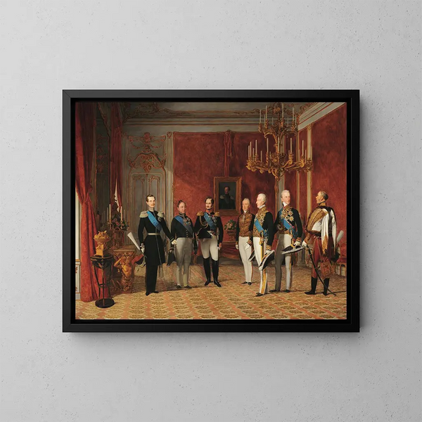 Przyjęcie wielkiego księcia Aleksandra Nikołajewicza przez księcia Metternicha w Hofburg w Wiedniu w 1839 roku - Ferdinand Georg Waldmüller — oprawiony obraz na ścianie