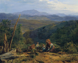 Krajobraz leśny w Wiedniu z zamkiem Wildegg - Ferdinand Georg Waldmüller — widok dzieła