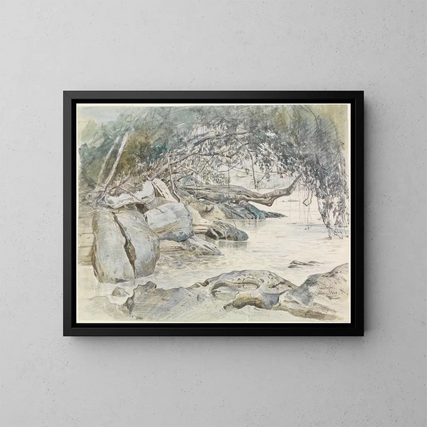 skalistego wybrzeża nad Parahyba - Ferdinand Keller — oprawiony obraz na ścianie