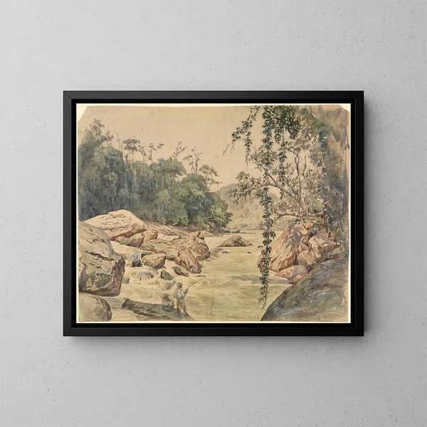 Dwóch rybaków nad Parahybafluss - Ferdinand Keller — oprawiony obraz na ścianie