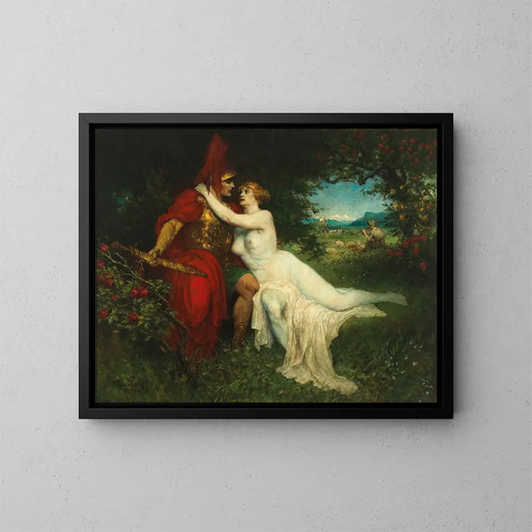 Tannhäuser i Wenus na scenie Venusberg z opery Richarda Wagnera - Ferdinand Leeke — oprawiony obraz na ścianie