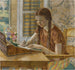 Dziewczyna przy biurku do pisania - Frederick Carl Frieseke — widok dzieła
