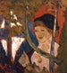 Dziewczyna bretońska z czerwonym parasolem - Emile Bernard — widok dzieła