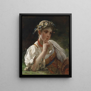Firs Sergejevitch Zhuravlev - Mdchen in Tracht mit Blumenkranz.webp