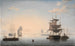 Port w Bostonie z miastem w oddali - Fitz Henry Lane — widok dzieła