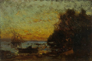 Flix Ziem - Barque et voiliers coucher de soleil Au revers Marine.webp