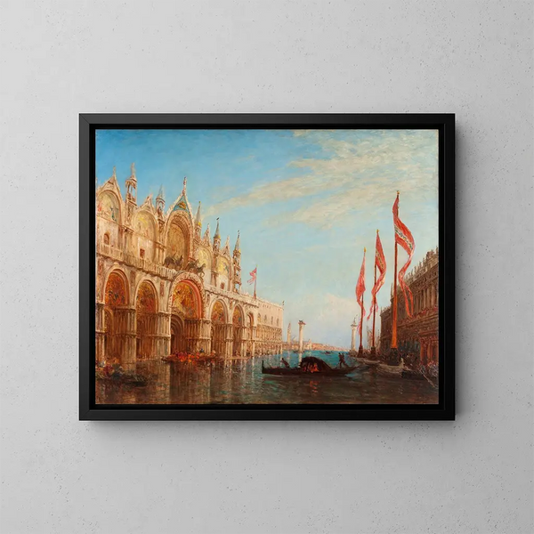 La Place Saint-Marc, powódź z 1863 roku - Félix Ziem — oprawiony obraz na ścianie