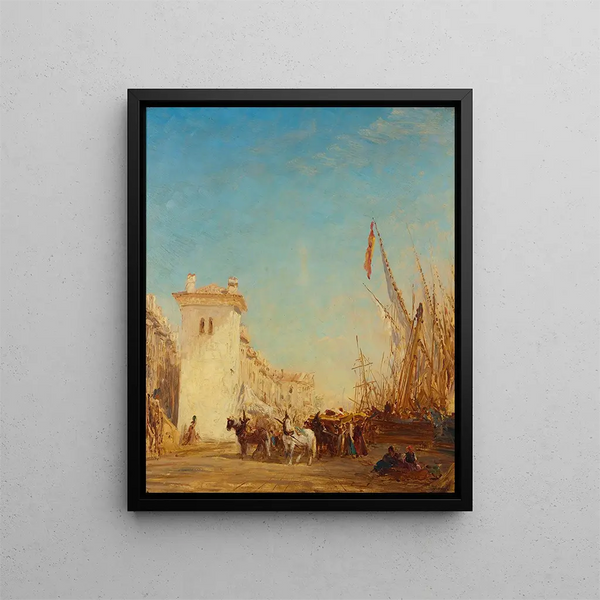 Le quai Saint - Jean à Marseille - Félix Ziem — oprawiony obraz na ścianie