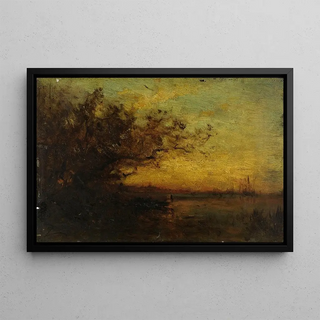 Flix Ziem - Plan deau soleil couchant Au revers Deux tudes.webp