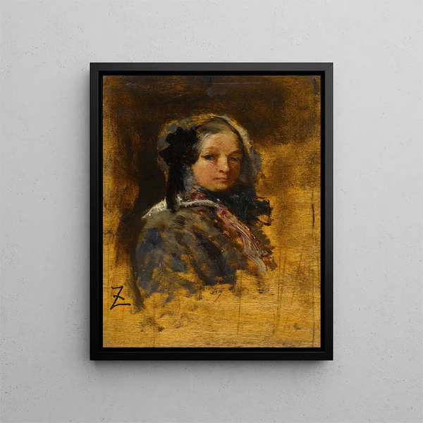 Portret młodej dziewczyny - Félix Ziem — oprawiony obraz na ścianie