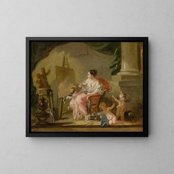 Układanka alegoryczna malarstwa - Szkoła François Boucher — oprawiony obraz na ścianie