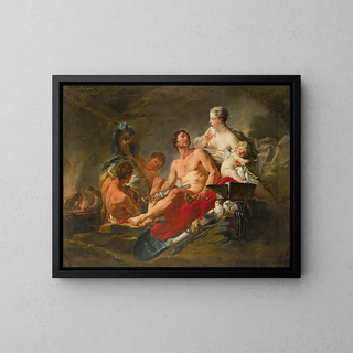 Wenus w kuźni Wulkana - Szkoła François Boucher — oprawiony obraz na ścianie
